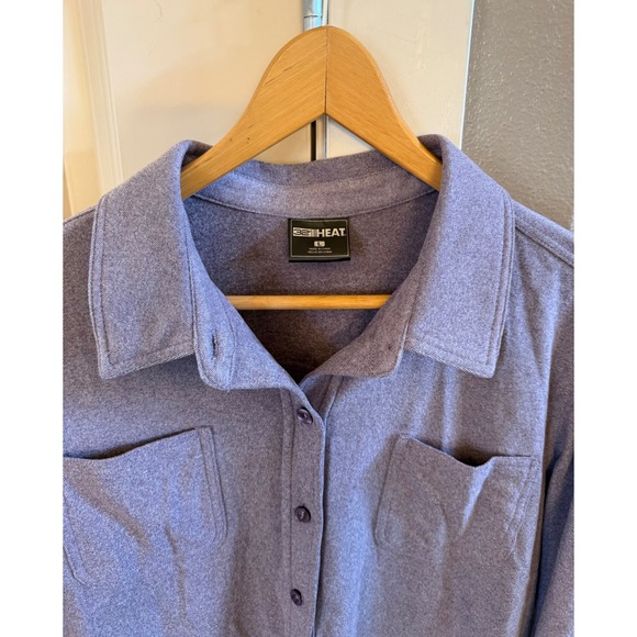 Women's NWOT Light Purple 32 Degrees Heat Warm Soft Flannel Button Down Shirt L - Picture 5 of 9